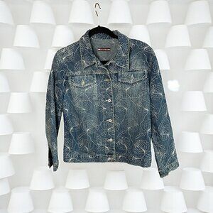 Byblos Blu Embroidered Cropped Denim Jean Jacket Size 8
